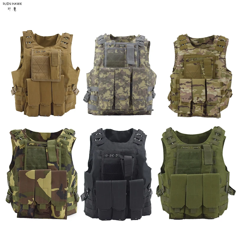 

Tactical Vest Military Combat Armor Vest Mens Army Airsoft Hunting Vest Adjustable Outdoor CS Paintball Training Protective Vest