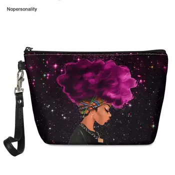 

Nopersonality Black Afrian American Magic Girl Print Makeup Bags Small Leather Ladies Cosmetic Pouch Afro Lady Wash Toiletry Bag