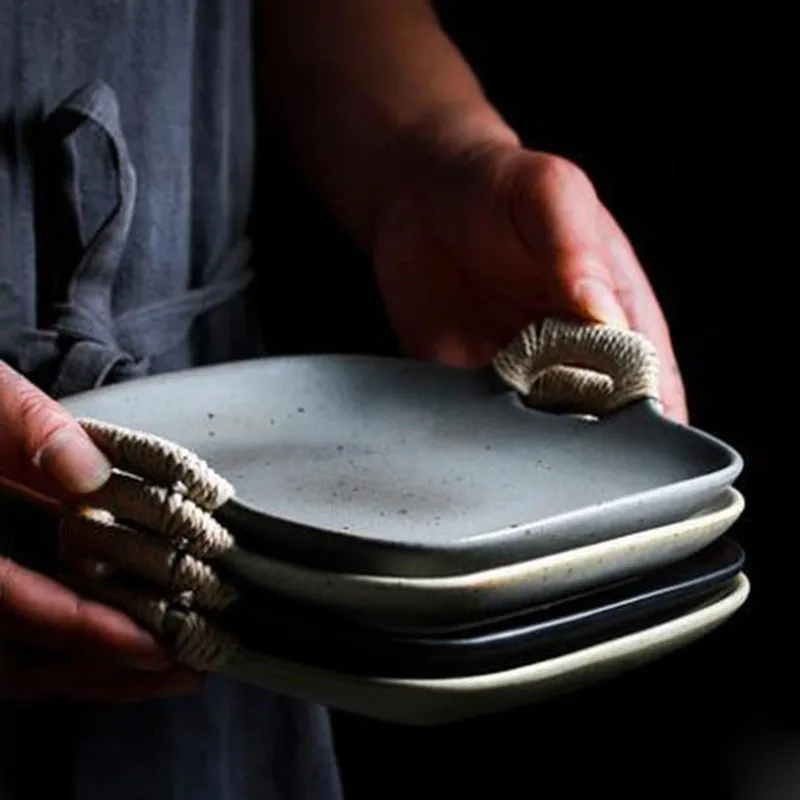 Kinglang японская грубая керамическая посуда Ретро блюдо бытовой творческий ручной работы керамическая