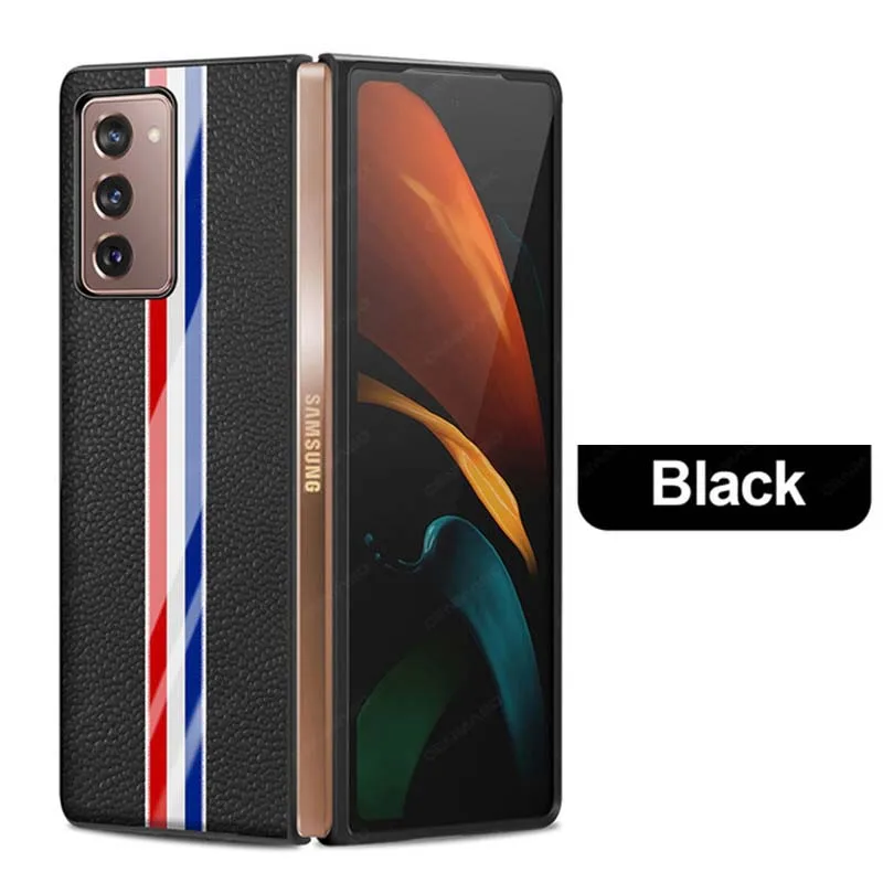 

For Samsung Galaxy Z Fold 2 Case Genuine Leather Cowhide Sleeve Shockproof Cover For Galaxy Z Fold 2 5G Phone Case KS0924