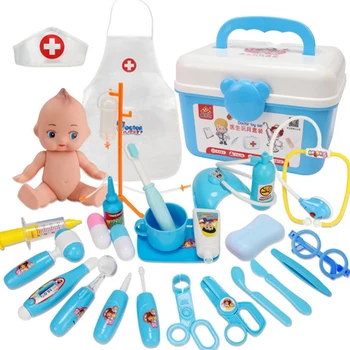 

37Pcs Kids Toys Doctor Set Baby Suitcases Medical Kit Cosplay Dentist Nurse Simulation Medicine Box With Doll Costume Xma Gift