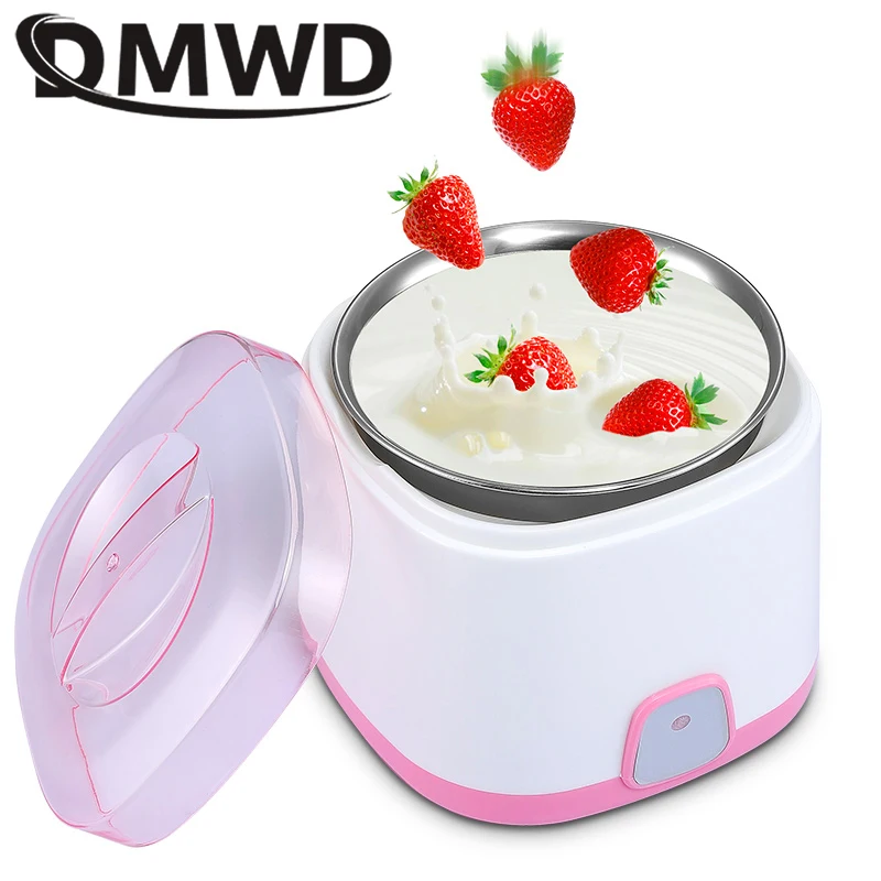 DMWD Automatic Yogurt Maker with 3 Jars DIY Tool Electric Yogurt Maker 15W Kitchen Appliances Stainless Steel Liner EU US