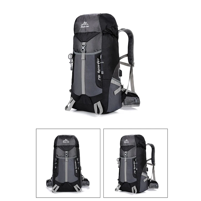 Black Открытый 45L большой емкости водонепроницаемый походные сумки нейлон кемпинг путешествия рюкзак Сверхлегкий крепление usb зарядка Туристические сумки - Цвет: Black