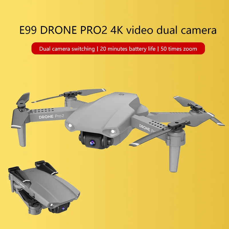 E99 Pro 2 Дрон с разрешением 4K видом от первого лица WI-FI HD двойной Камера