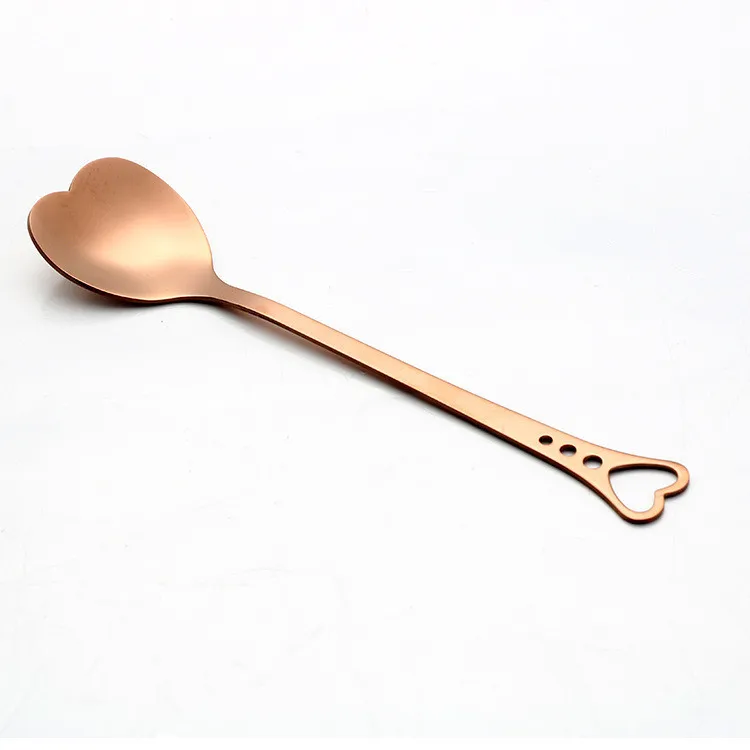 LLG000003-rosegold Пищевой нержавеющей стали Любовь ложка Корейский Творческий позолоченный десерт ложка для торта Пара кофейная ложка - Цвет: LLG000003-rosegold