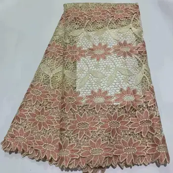 

2020 Latest Stone African Lace Fabric High Quality Tulle Heavy Embroidery French Net Lace with Beads for Dress 5Yards