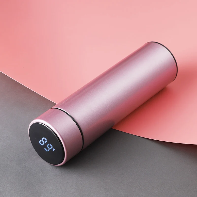 Pink Термос, бутылка для воды, кофейная кружка, интеллектуальный сенсорный дисплей, термос для чая, вакуумная колба, бутылка из нержавеющей стали, 450 мл - Цвет: Pink