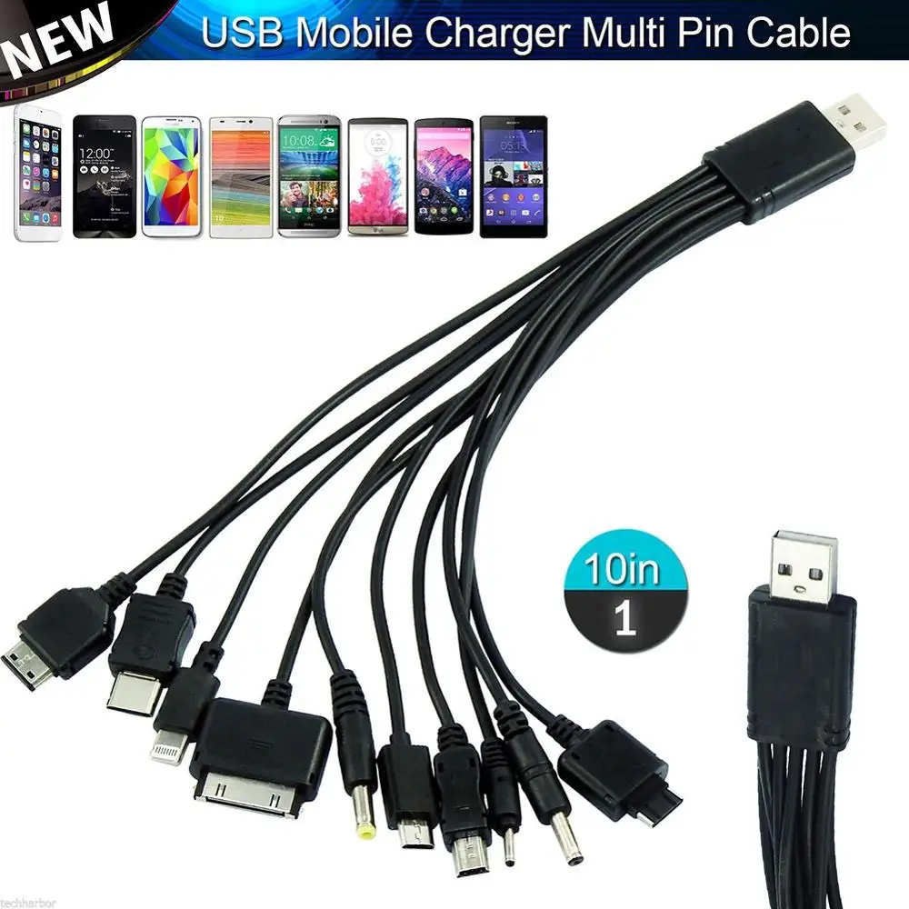 

10 in 1 Universal Portable Lightweight Multi Functions USB Charge Charging Cable Compatible with Most Brands Phones
