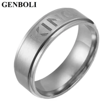 Mode 1pcs Eenvoudige Rvs King Of Queen Ring Voor Vrouwen Liefhebbers Paar Ringen Sieraden AccessoriesClearance(China)