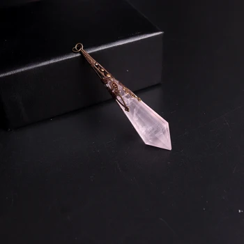

High Quality Natural Stone Facet Rose Quartzs Pendulum for Dowsing Pendant Healing Pink Crystal Pendule Chakra Pendulum Jewelry