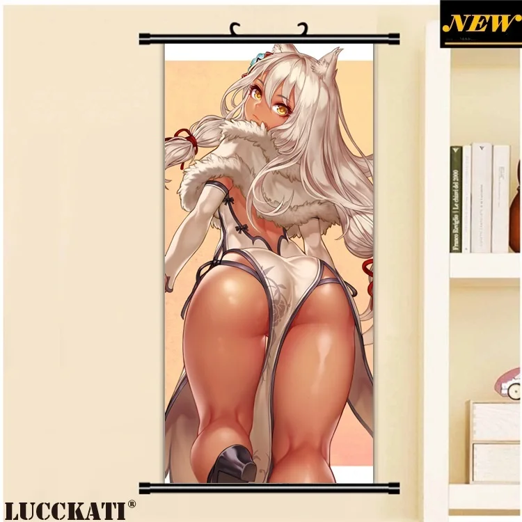 45X95 см девушки фронтальная голые соски животные уши сексуальные лоли калочки мультфильм аниме Настенная картина плакат прокрутки холст живопись