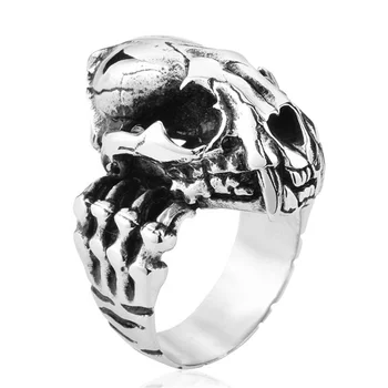 

FDLK Vintage Men's Punk Jewelry Carbide Punk Prehistoric Sword Toothed Tiger Skull Ring Size 7,8,9,10,11,12,13,14