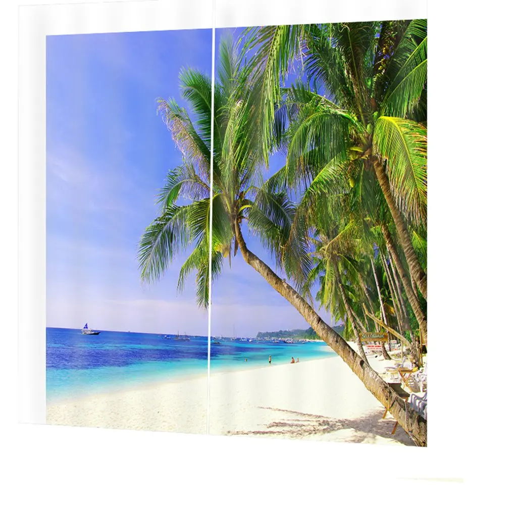 DZ04113D Multicolored Coconut Tree Digital Printing Waterproof Mildew Shower Curtain140*100 | Дом и сад