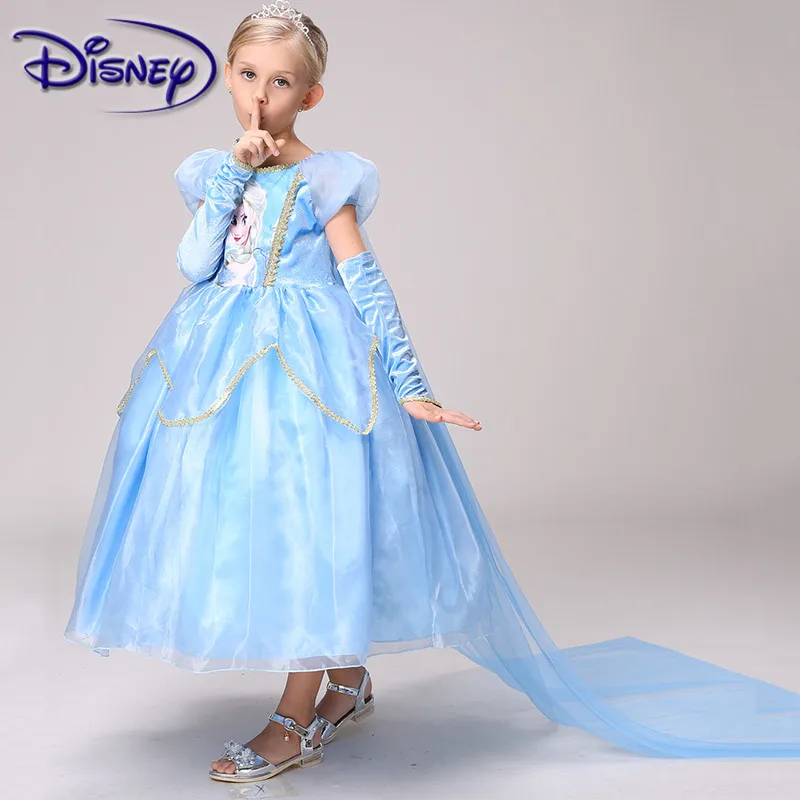 Disney замороженное платье принцессы для девочек в европейском и американском стиле замороженное Хлопковое платье Aisha платье