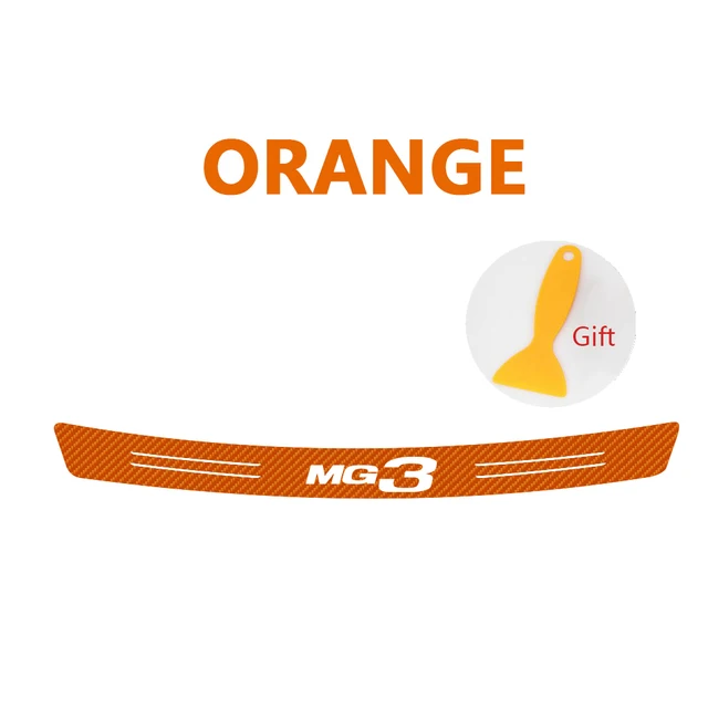 Carbon Fiber Car Tail Trunk Scuff Guard Protector Sticker Rear Bumper Load Edge Protection Decal for MG MG3 Emblem Accessories Orange