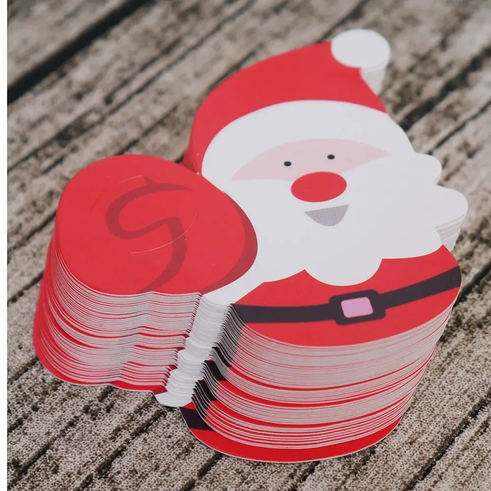 50 шт./лот прекрасные декоративные милые Санта Клаус узор бумажные карточки DIY Приглашения леденец на палочке подарок посылка Декор рождественские подарки - Цвет: B