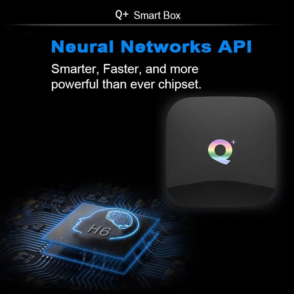  Newest Q PLUS Android 9.0 TV Box 4GB RAM 64GB ROM H6 Quad-core Mali-T720MP2 WiFi 2.4GHz Support 6K 