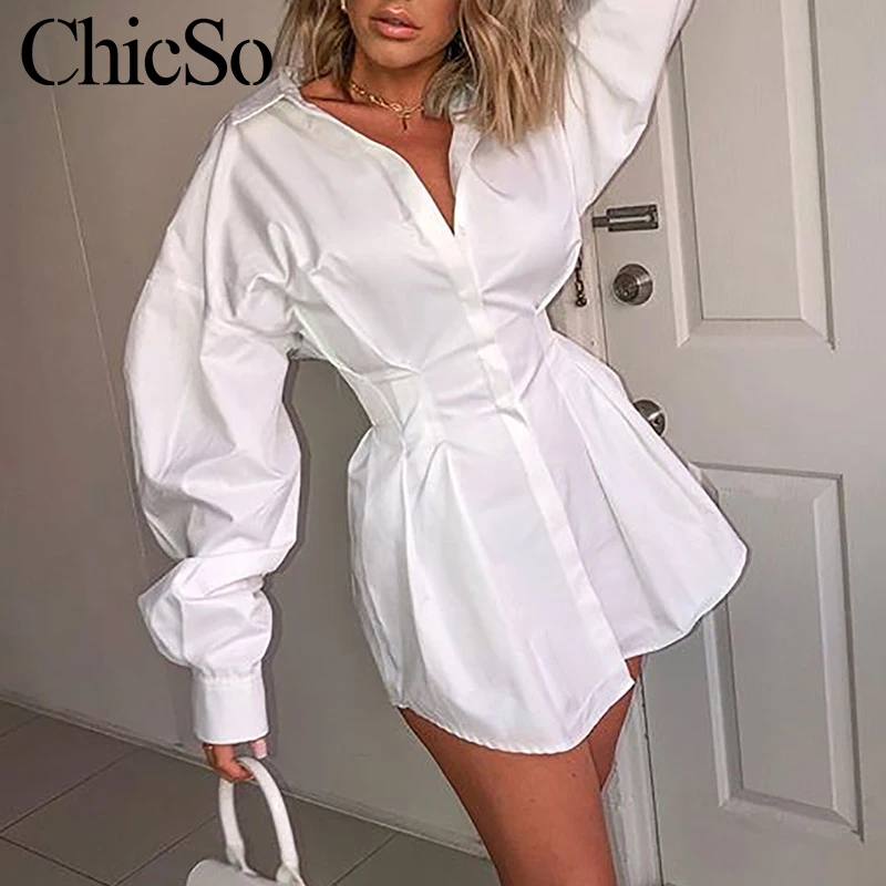 Женское платье рубашка с длинным рукавом высокой талией|Платья| |