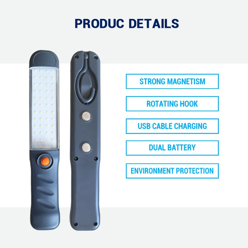 LED Work Light Flashlight Built-in Battery Searchlight Camping Lamp Repair Hand hold Backpack lighting Spotlight