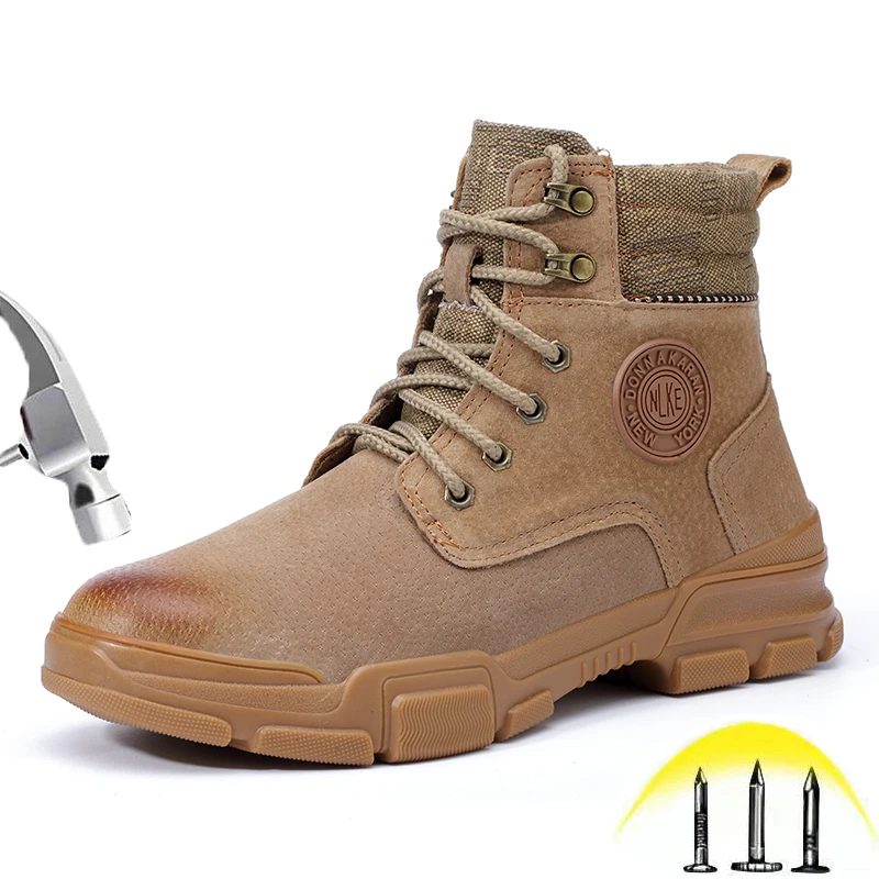 Mens Steel toe Work Boots Casual British Boots High-top Puncture Proof Safety Protective Shoes Man Non-slip Hiking Shoes Outdoor Mens Steel toe Work Boots Casual British Boots High-top Puncture Proof Safety Protective Shoes Man Non-slip Hiking Shoes Outdoor