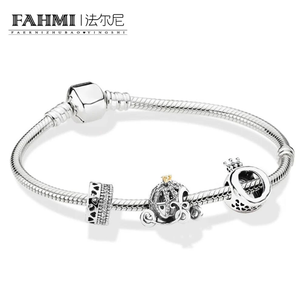 

FAHMI 100% 925 Sterling Silver 1:1 ZT0123 Romantic Love Fashion Autumn Beads BRACELET WITH CLASP Gift High Quality Set