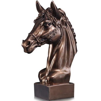 

Sales 43cm Retro Horse Head Statues Antique Copper Animals Figurine Art&Craft American Living Room Office Ornaments R661