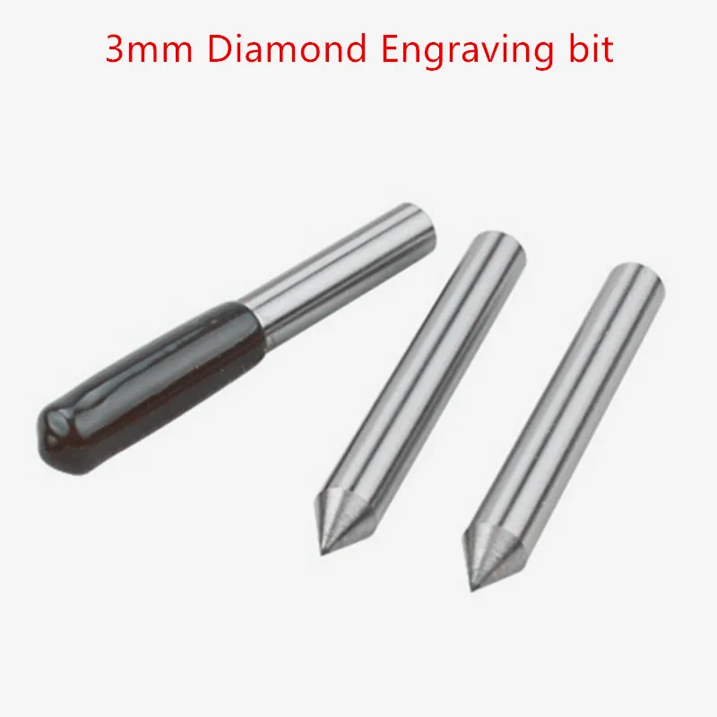 2pcs 3.175mm 3mm Diamond point engraving cutters metal stone circuit board PCB bits engraver cnc cutting tools milling cutter