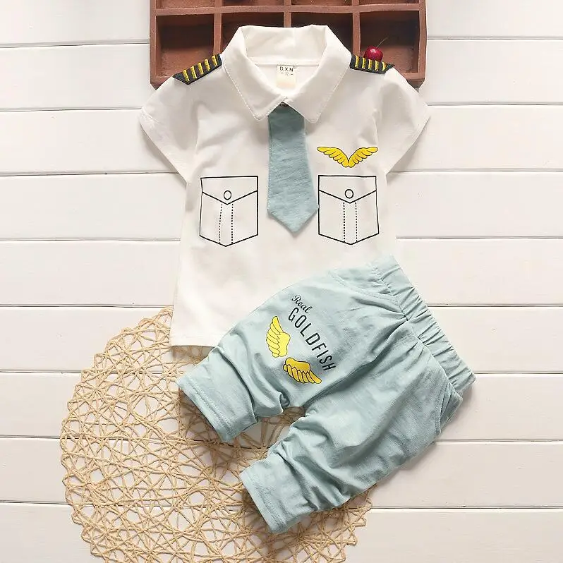 BibiCola/комплекты летней одежды для мальчиков с мультипликационным принтом 2 шт. одежда с пандой для маленьких мальчиков, летний комплект одежды для маленьких мальчиков спортивные Костюмы детская одежда - Цвет: Белый