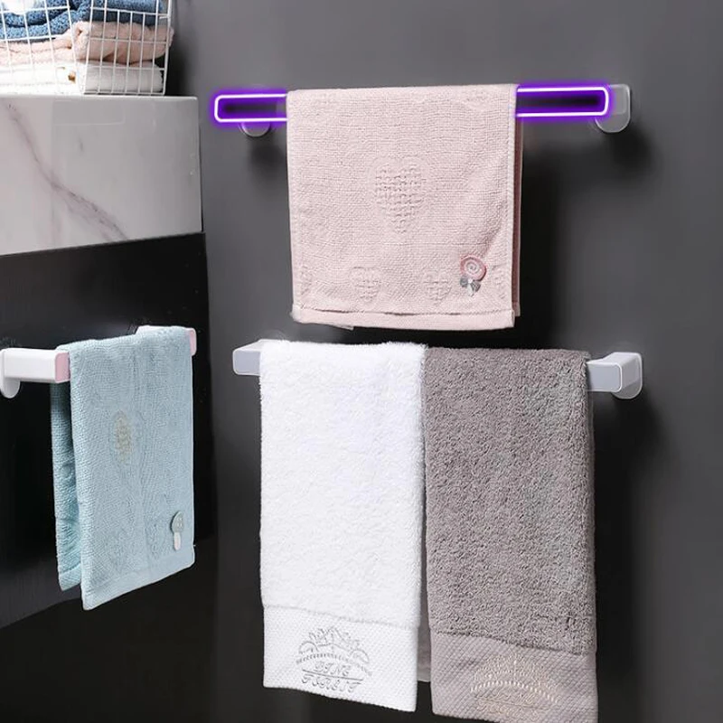 Bathroom Towel Storage Rack Towel Rack Wall-Mounted Bathroom Hook Kitchen Bar Self-adhesive Holder Rail