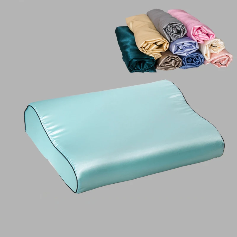 1 Pcs Luxury Satin Pillowcase 30cmx50cm/40cmx60cm Pure Color Luxury Comfortable Imtation Satin Memory Foam Pillow Cover 5