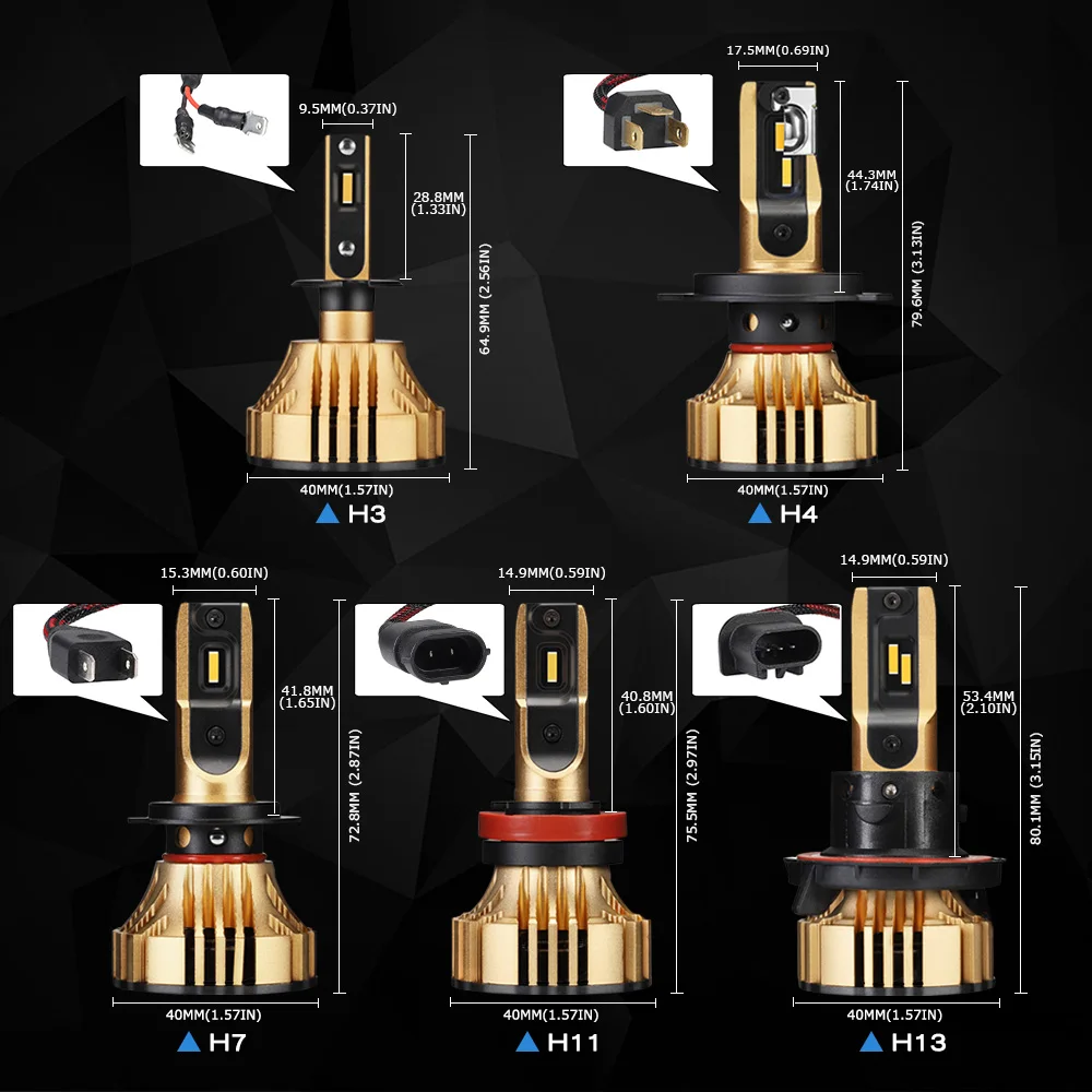 NOVSIGHT 72W фары для 12000LM Автомобильный светодиодный фары для H4 светодиодный H7 H1 H3 H11 H13 HB3/9005 HB4/9006 HB5/9007 светодиодный фары 3000K желтого золота