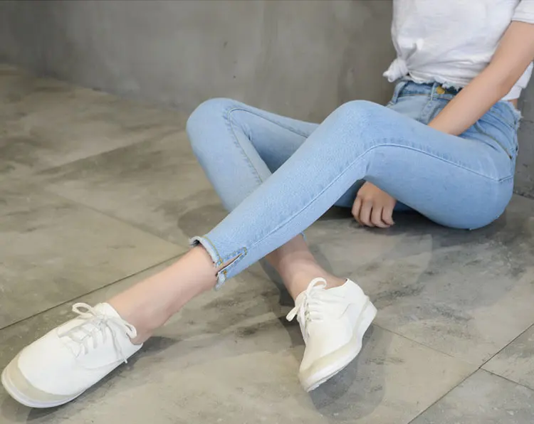 Summer Women Ankle-Length Black Jeans Students High Waist Stretch Skinny Female Tassel Pencil Pants Denim Ladies Trousers