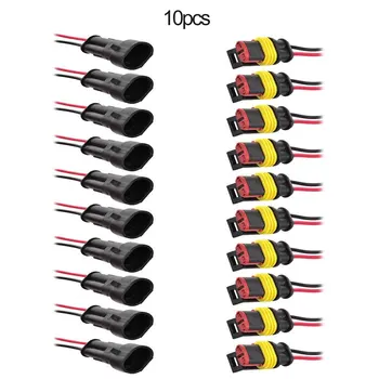 

10pcs/set Dustproof 2-Pin Way Sealed Waterproof Electrical Wire Connector Plug with Wire Car Auto Accessories DropShip
