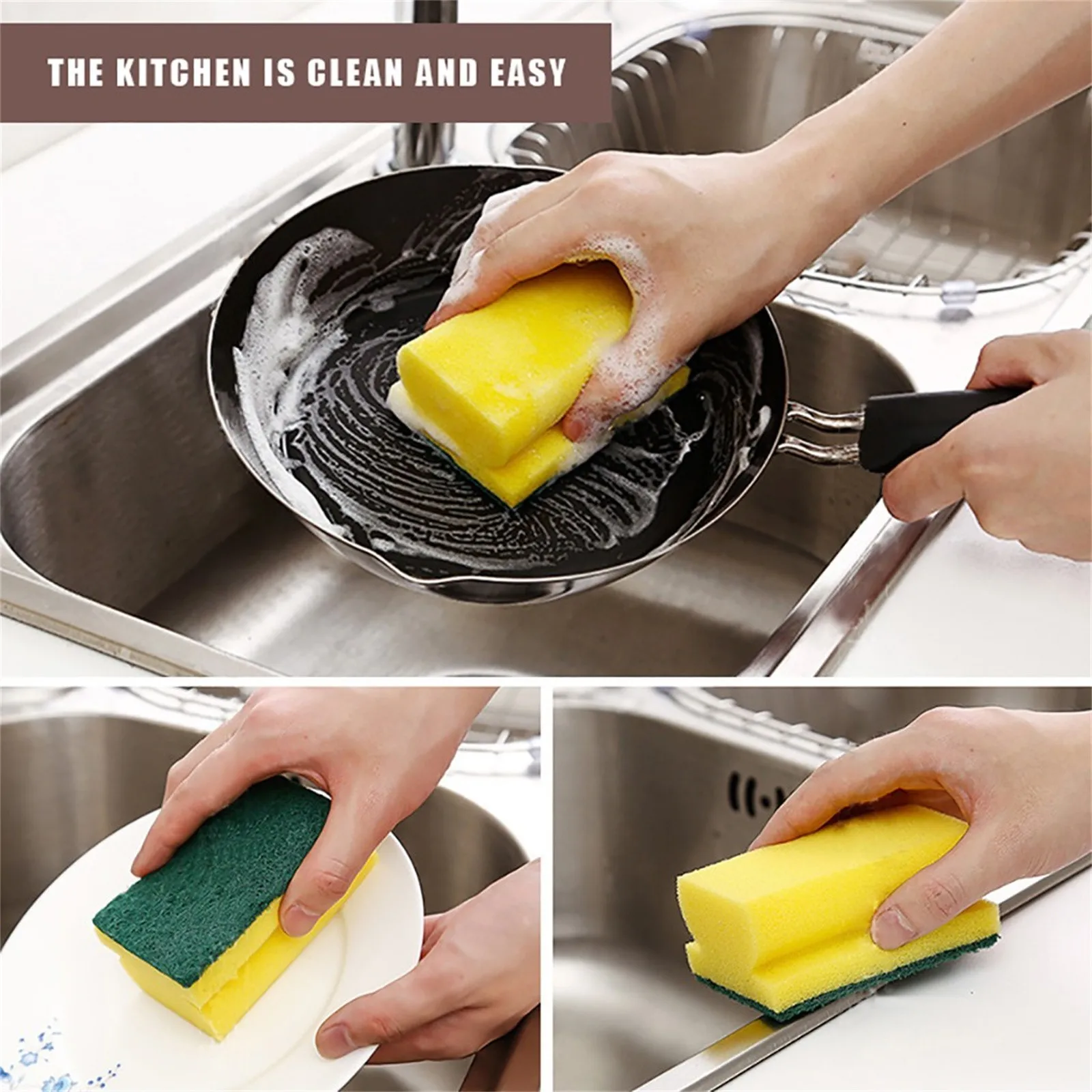 10PC Dish Washing Sponge Scouring Pad Lot Scrubber Brush Kitchen Cleaning  Tools 