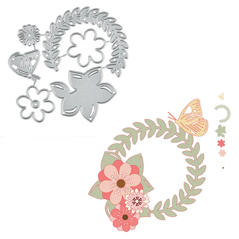 

Naifumodo Christmas Wreath Metal Cutting Dies Flower Butterfly Dies for Card Making Scrapbooking Embossing Cuts Stencil Craft