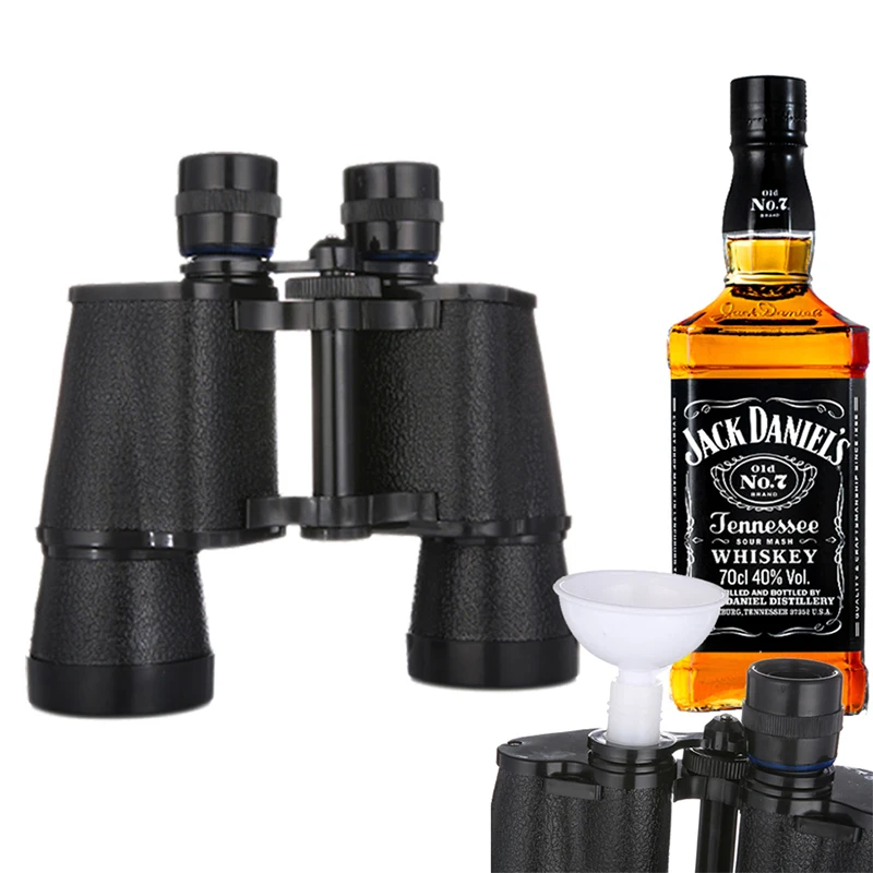 

2PCs Creative Flask Binoculars Plastic 16Oz Travel Hip Flasks Portable Outdoor Water Bottle Whisky Pot Bracelet DIY Drinkware