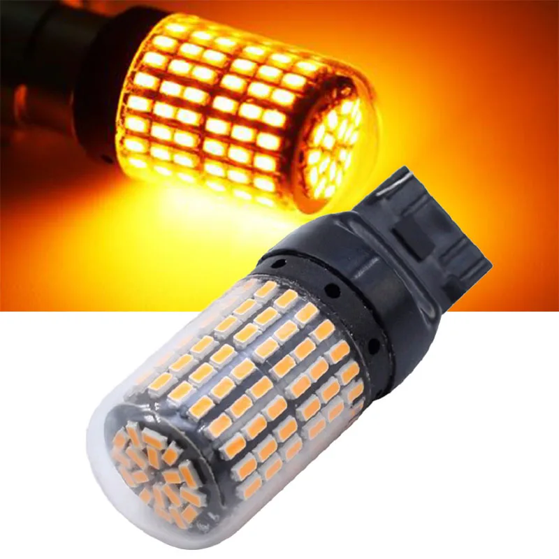 

2pcs 7440 T20 Led Turn Bulbs W21W WY21W CanBus No Error Amber 12v High Bright Led Lamp For Rear Turn Signal Light Lamps Bulbs