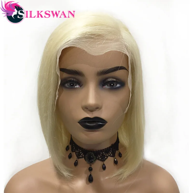 Silkswan волосы прямые 613 цвет 13*4 кружевные передние парики 130 Плотность боковая часть поддельные головы Невидимый узел Человеческие волосы remy