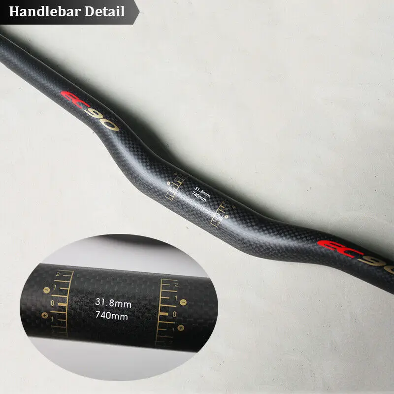 Full Carbon MTB Bicycle Handlebar Mountain Bike Rise Bar 31.8mm Clamps 580-760mm
