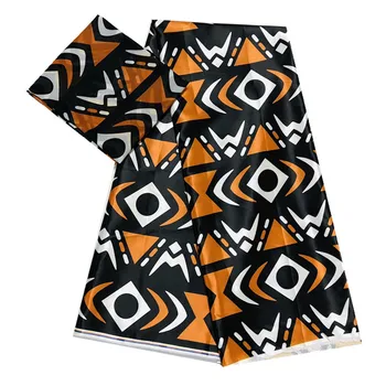

New African Silk Wax Fabric Digital Print Satin Wax Fabric for Dress 4yards+2yards African Wax Silk Fabric Chiffon Set M812-5