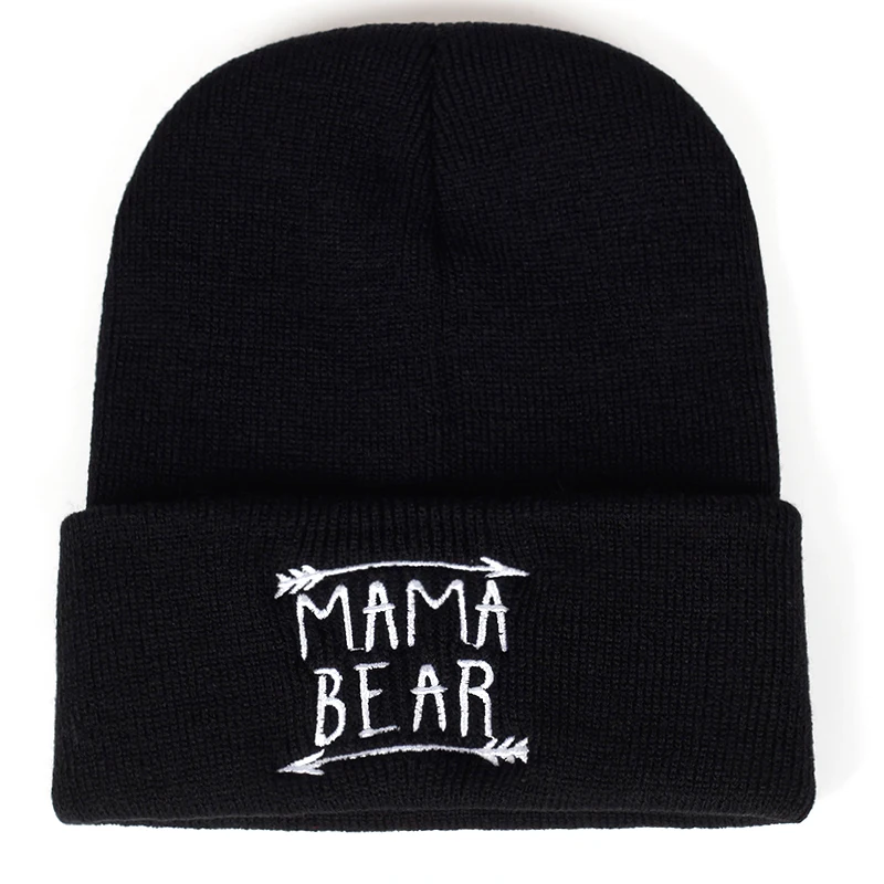 Новинка, зимняя шапка с буквенным принтом «MAMA bear» и «arrow», теплые шапки Skullies для женщин и мужчин, унисекс, Bone Garros