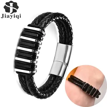 

Charm Bracelet for Men High Quality Leather Bracelets Stainless Steel Maginetic Clasp Fashion Men's Bangle Business Male Jewelry
