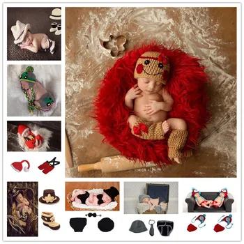 

Twins Gentleman Cowboy Car Christmas Clown Baby Clothes Newborn Photography Props Photo Shoot Infant Crochet Knitted Costume