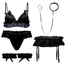 6 шт., готическое сексуальное свадебное белье, подвязка для ног, подвязка на бедро, черный, белый цвет, бандаж, каваи, бикини, микро мини-стринги, косплей