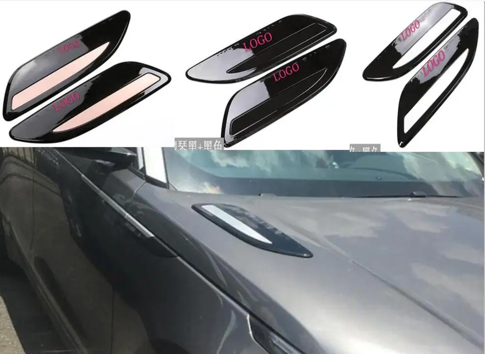 2 Coperture Per Presa D'Aria Hood Vent Per Land Rover Range Rover Velar 2017-2018 - ABS Cromato Lucido E Argento - 4