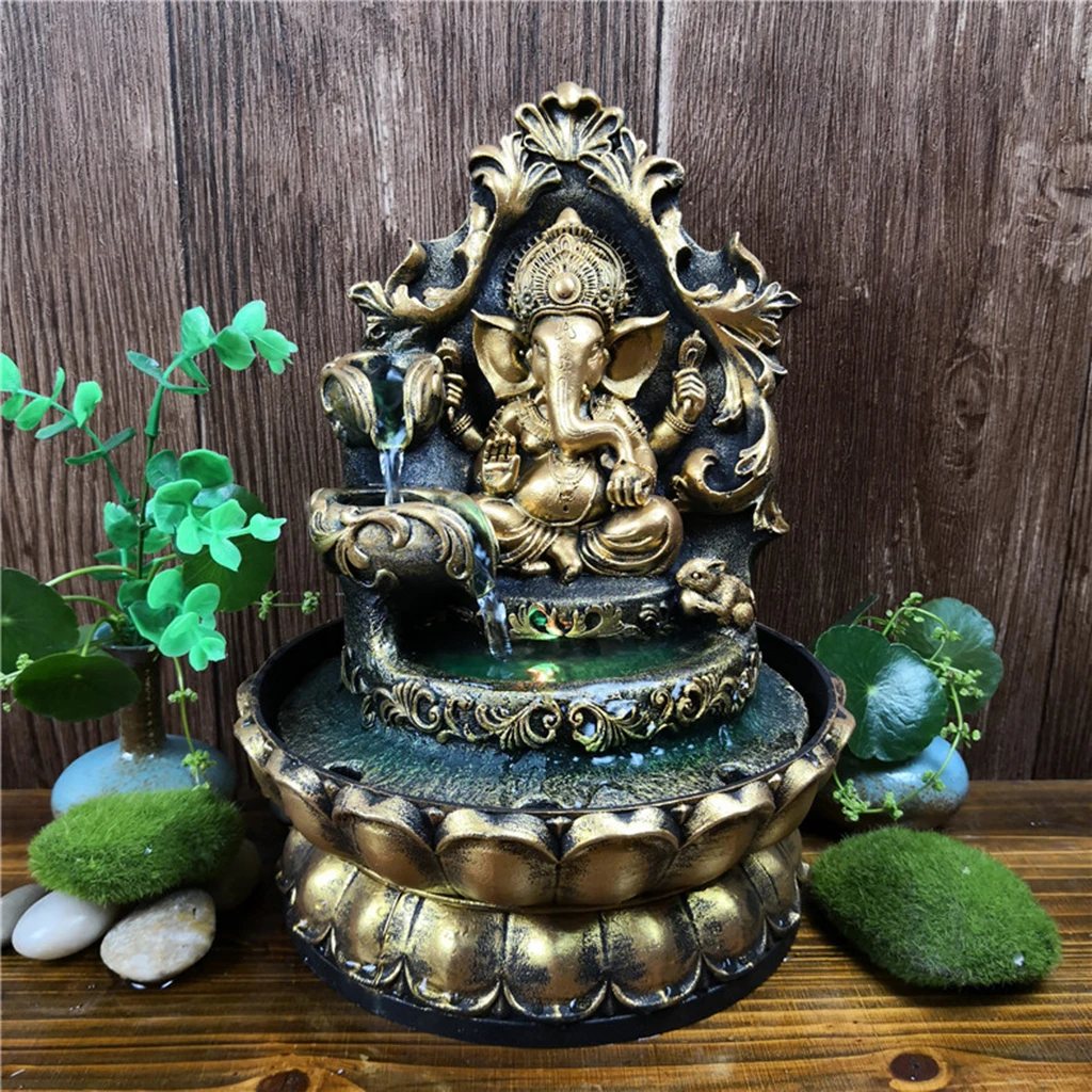 

Hindu Ganesha Statue Indoor Tabletop Water Fountain Compact Home Ornaments