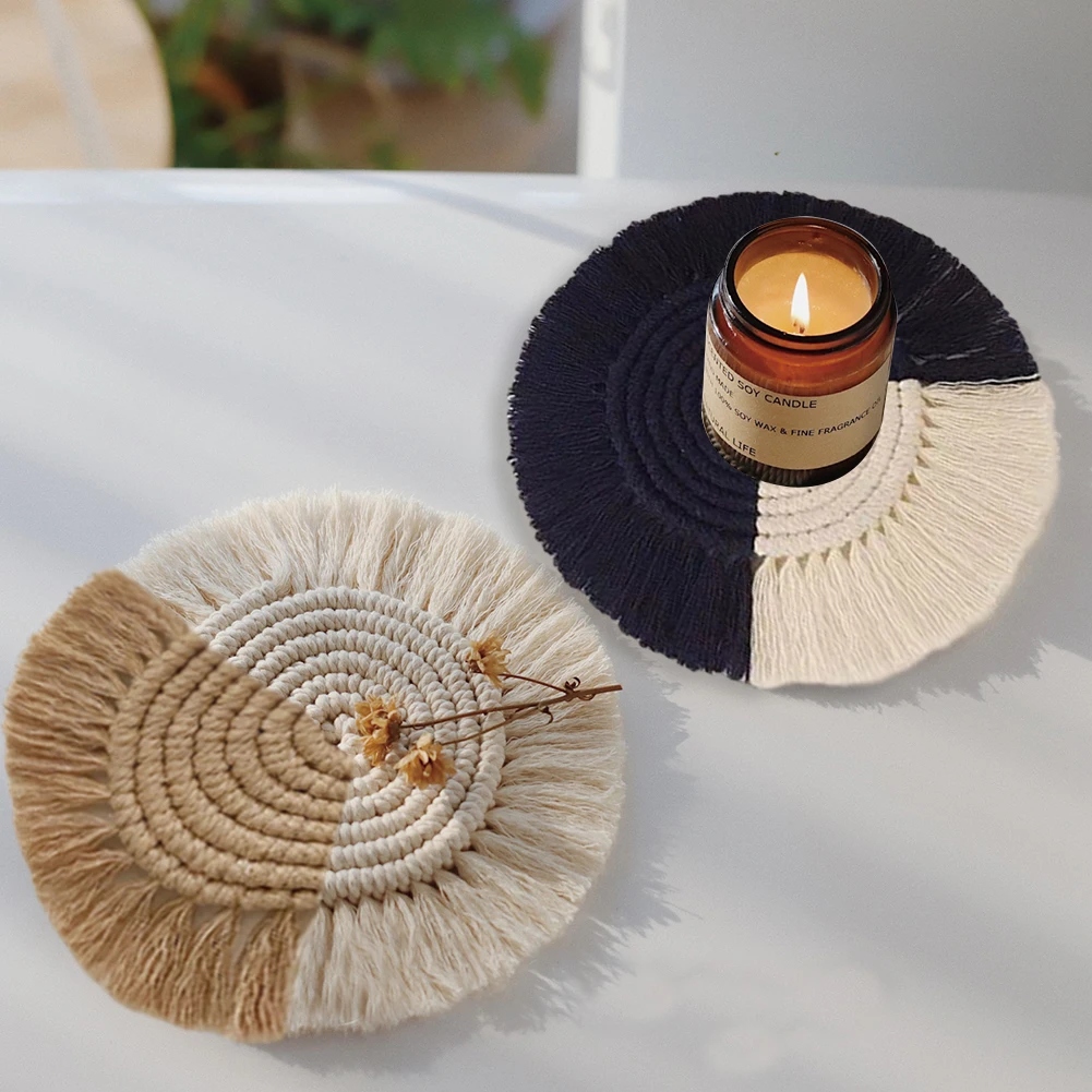 

Reusable Coaster Handwoven Heat Insulation Cup Pad Mat for Home Office Restaurant #W0