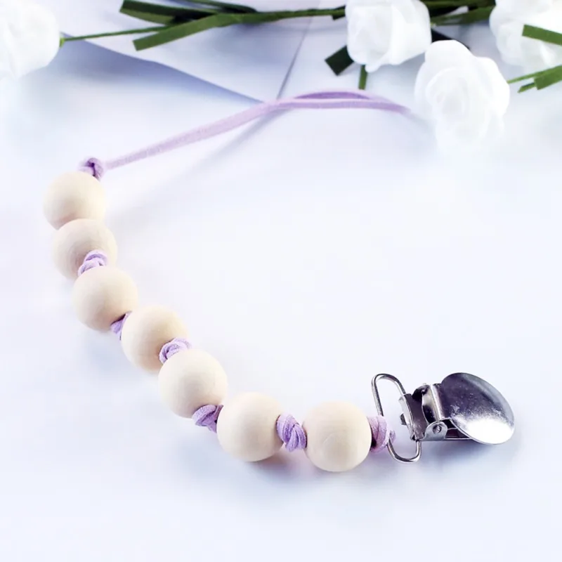 Newborn Baby Boy Girl Pacify Pacifier Clips Wooden Silicone Beads Chain Dummy Clip Nipple Holder For Nipples Children Soother