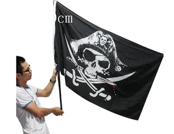 

90 X 150cm 3 X 5ft Pirate Flag 4 hao Skeleton Banner Bar Haunted House KTV Hat Knife and Fork