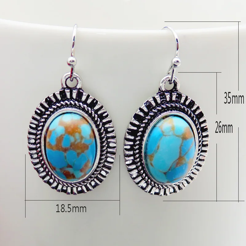 Новые серьги RongYu в античном стиле серебряного цвета бирюзовые Европейская и
